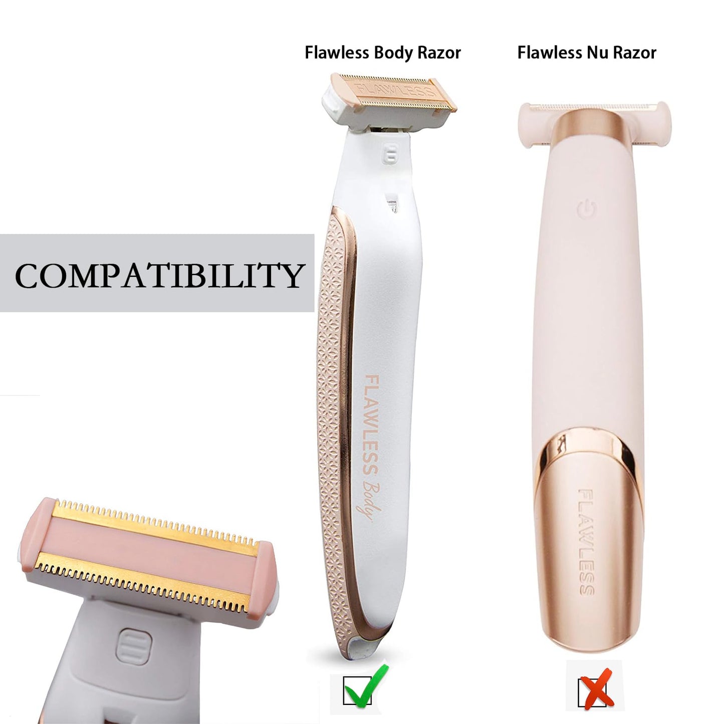 Cabezales de repuesto para afeitadora Body Ladies compatibles con Finishing Touch Flawless Body Recargable para Mujeres Incluye 2 cepillos de limpieza (4 piezas)