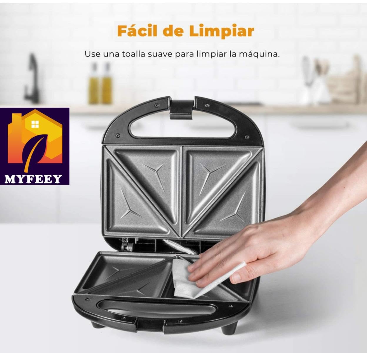 Sandwichera y Wafflera Eléctrica Parillas Antiadherentes con Luz Indicadora