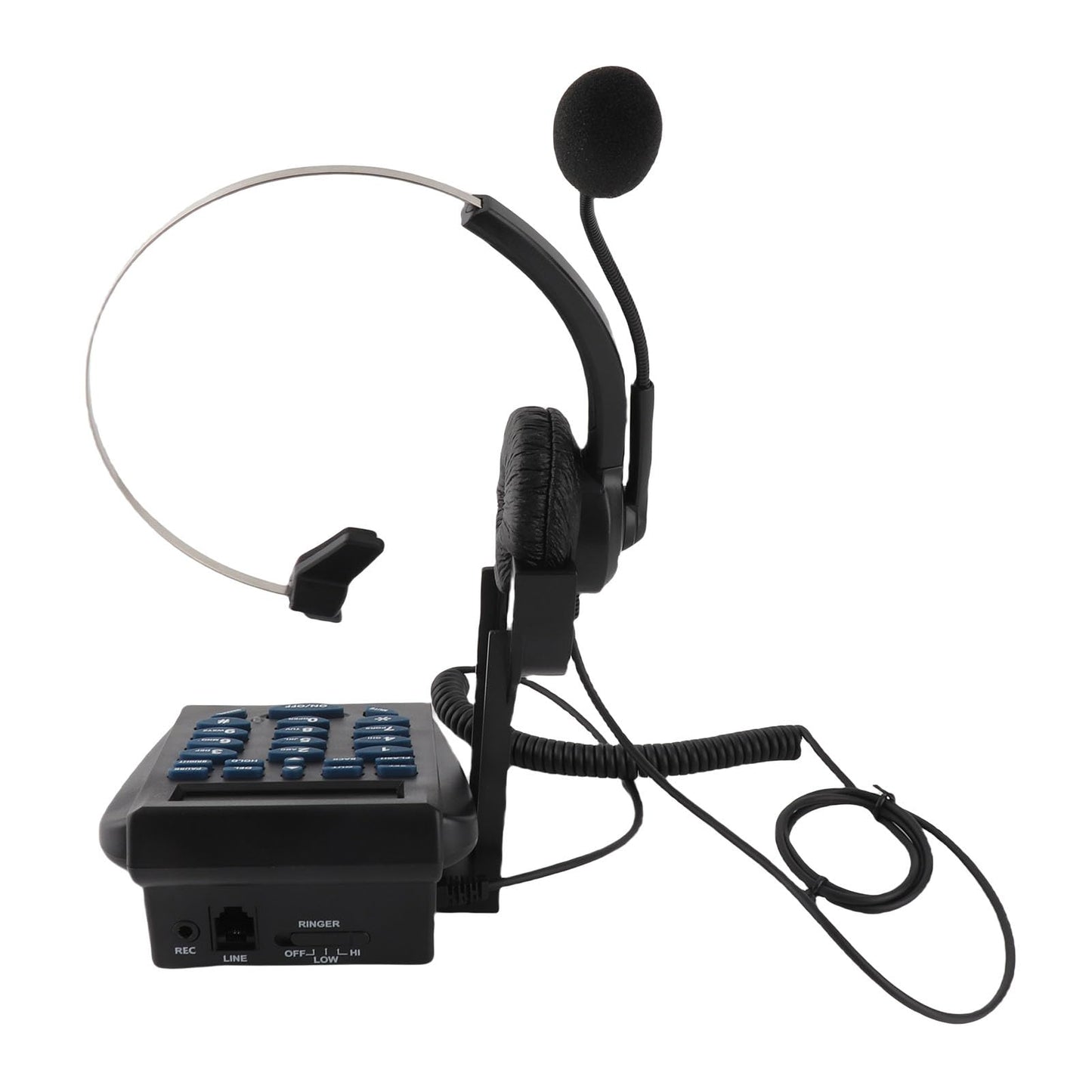 ASHATA Mini FSK/DTMF Business Teléfono Fijo,Centro de Llamadas Teléfono con Auriculares Manos Libres,Call Center Teléfono con Cable Retroiluminación para Oficina,Contestar Automática/Manual