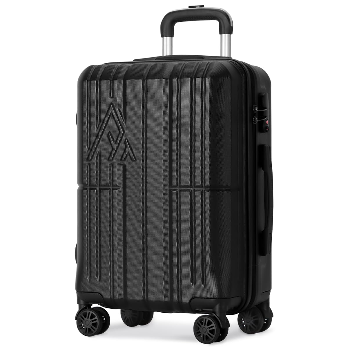 Maleta De Viaje Carry On 20" de Mano Cabina 10kg Rígida Doble Refuerzo Con * TSA Lock * Luggage suitcase Armored Travel (Negro)