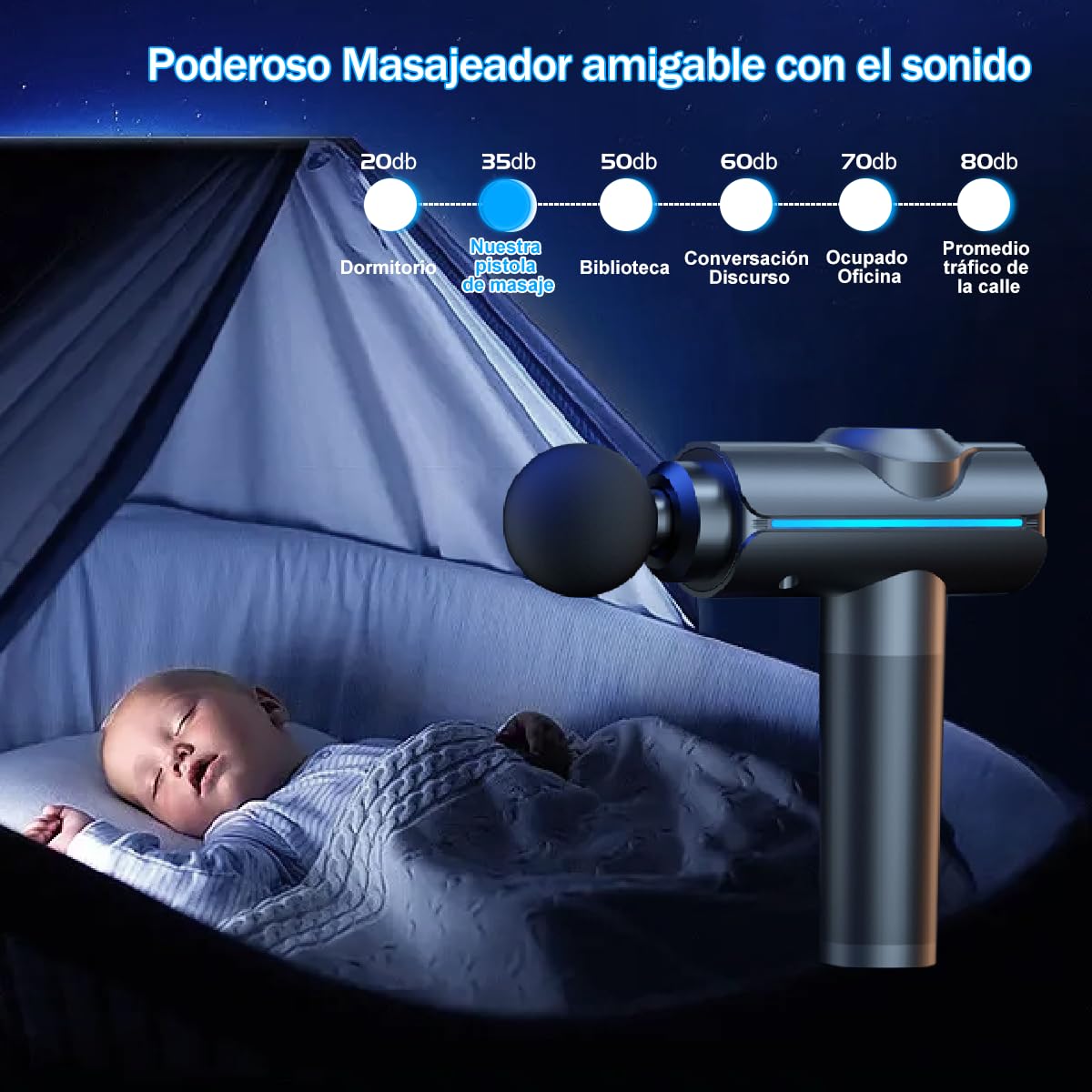 Pistola De Masajes,Pistola Masajeadora con 11 Cabezales y 20 Velocidades Ajustables,Masajeadores Eléctrico de Mano con Pantalla Lcd,Masajeador Muscular Ideal para Hombros,Cuello, Espalda