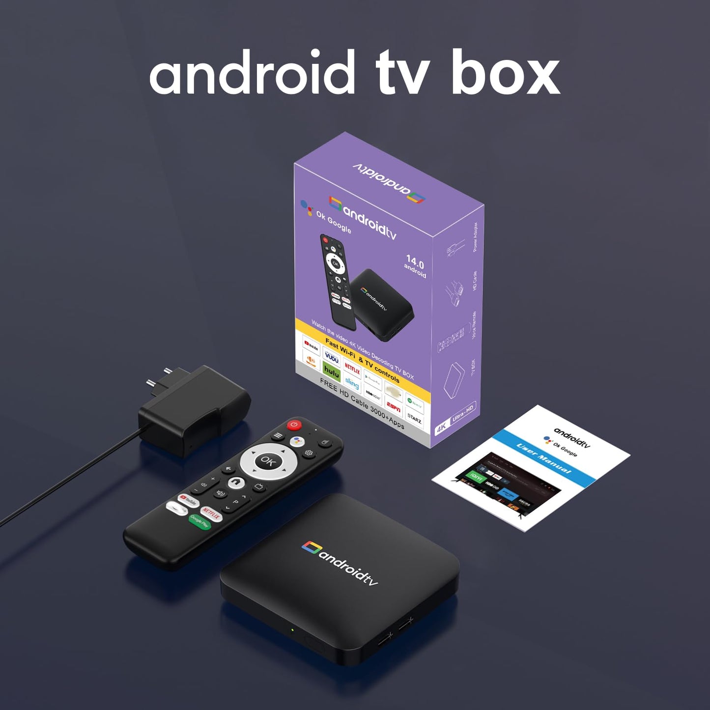 H96 Max Android 14.0 TV Box 64bit 2GB RAM 16GB ROM Amlogic S905L3 100M Ethernet WiFi6 Dual-WiFi 2.4G/5G 4K BT5.x USB TV Box