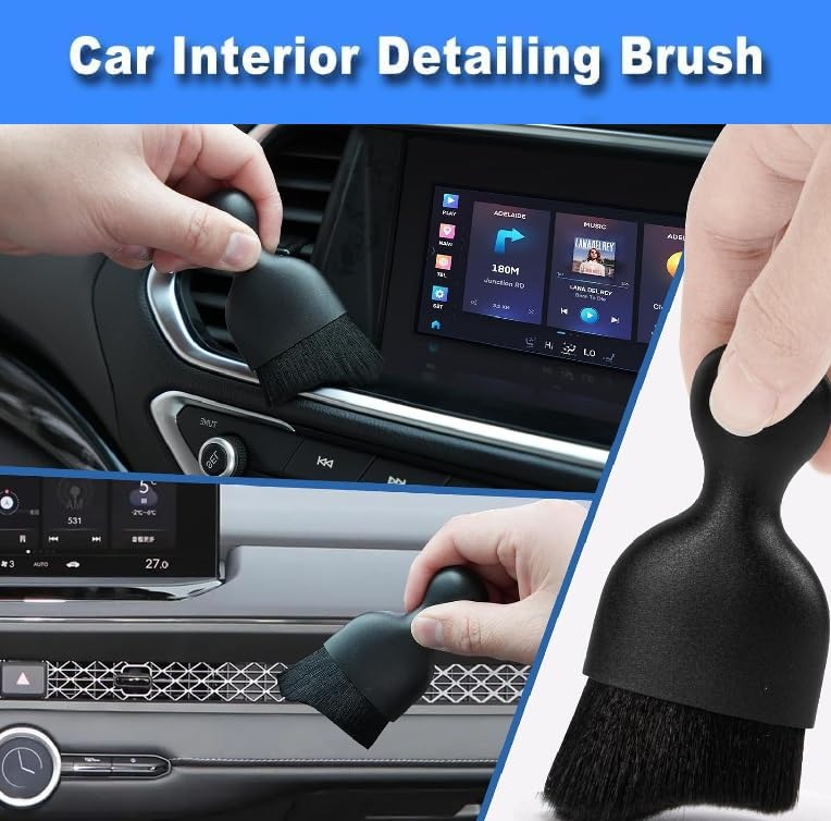 Korins 11Pzs Juego de Cepillos para Coches, Kit de Limpieza del Coche, Cepillo para Limpieza de Interiores, Herramienta de Limpieza de Parabrisas, Kit de Lavado para Interior Exterior