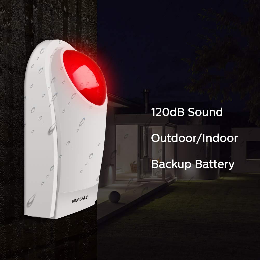 Sirena Estroboscópica SINGCALL Roja con Botón de Alarma de Pánico para Emergencias en Hogar y Negocio