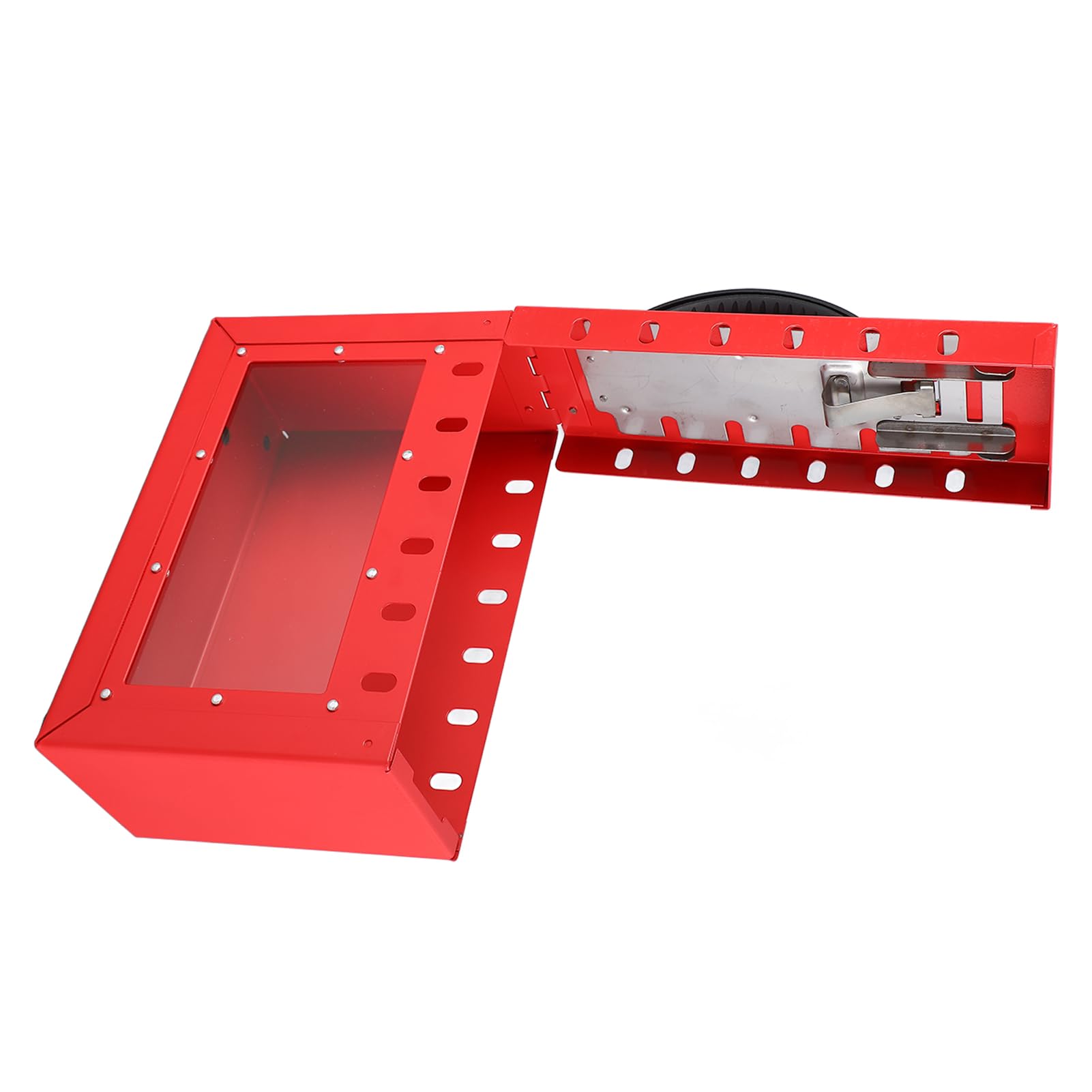 DAUZ Caja de Seguridad de Hierro Rojo con Ventana Transparente y Gestión de Grupos