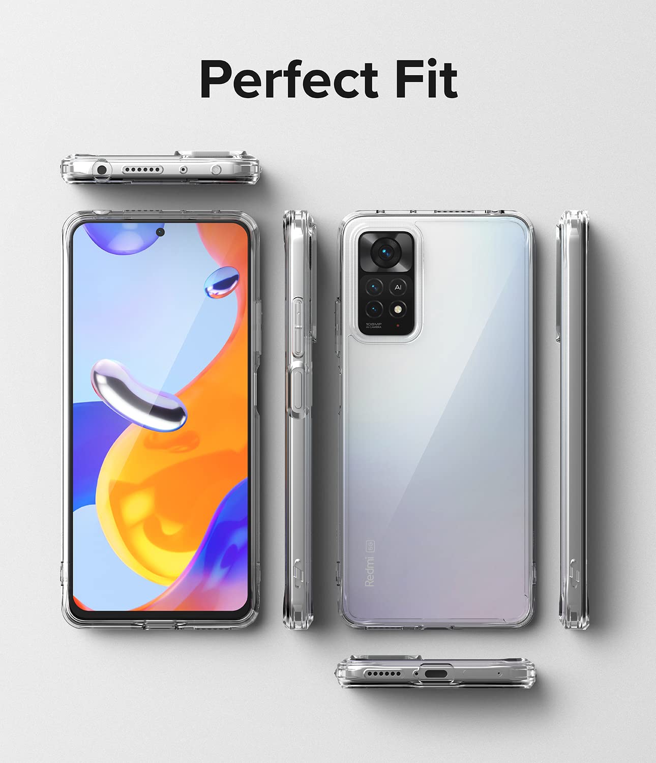 Funda Ringke Fusion Xiaomi Redmi Note 11 Pro Clear Trasera Dura Hybrid con Parachoques de TPU Flexible