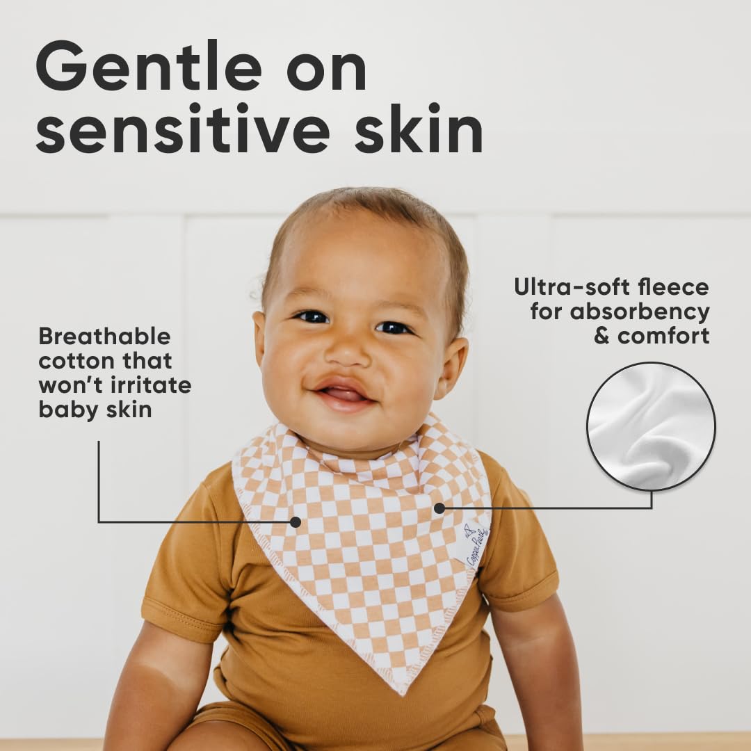 Copper Pearl - Paquete de 4 baberos de algodón suave para babeo y dentición, baberos absorbentes para bebés y niños, ajustables para adaptarse a recién nacidos a niños pequeños, toneladas de estilos