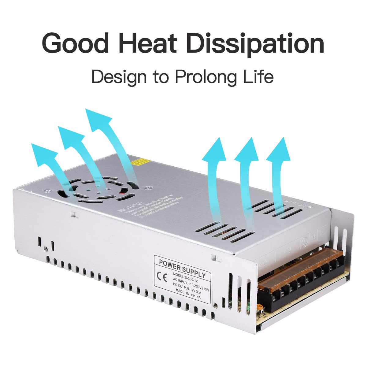 GESD Fuente de alimentación DC 12V 30A 360W Universal conmutación regulada Convertidor AC a DC AC110V/220V (SMPS) Transformador Adaptador para tiras de luz LED, sistema de seguridad de cámara de