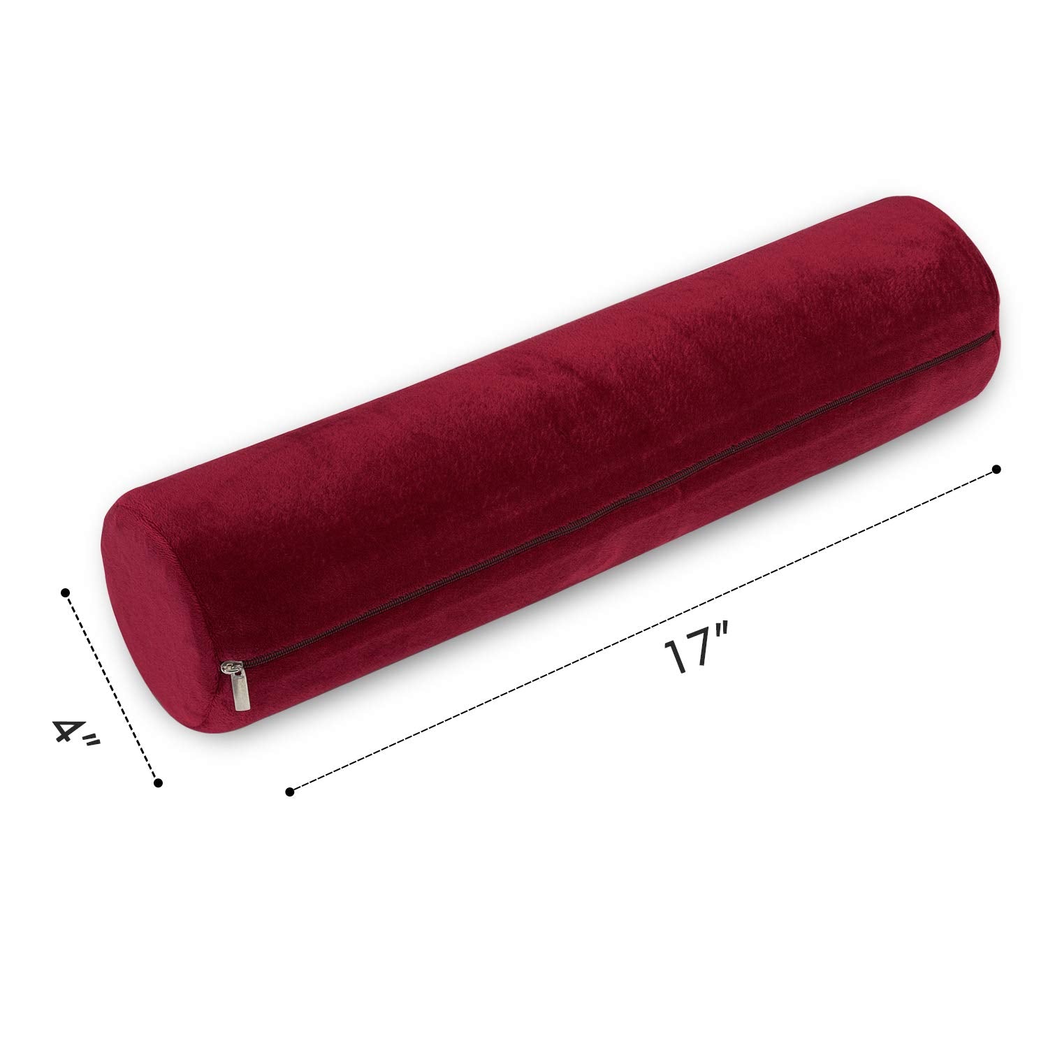 AllSett Health - Almohada de espuma viscoelástica para cuello cervical, almohada de cuello redondo, soporte para dormir, almohada para cama, piernas, espalda y yoga, funda de baño color burdeos
