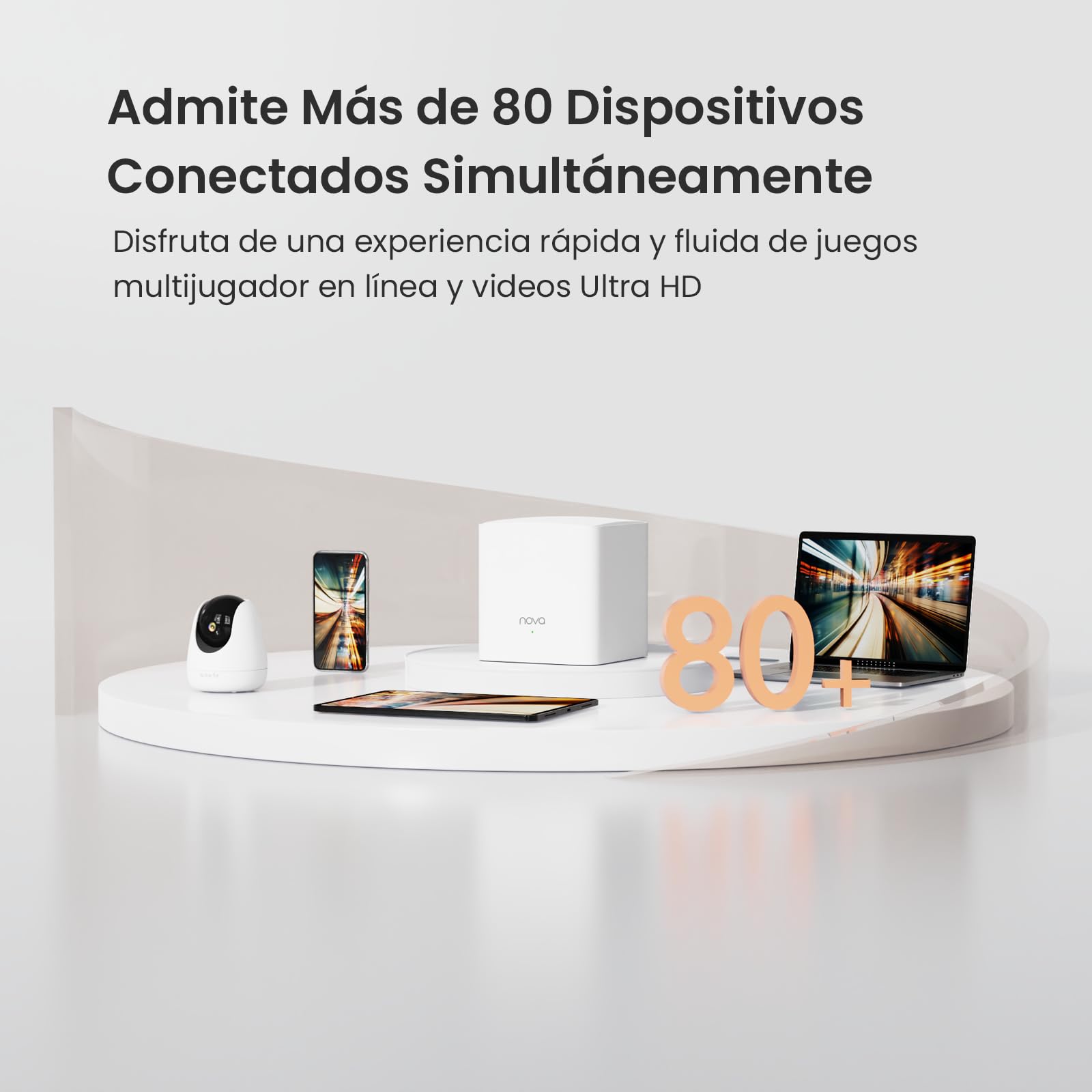 Tenda Nova WiFi Mesh System MW5G - Router WiFi de Malla AC1200, hasta 867 Mbps en 5 GHz, Cubre hasta 270㎡, Red de Malla de Doble Banda Gigabit para 40 Dispositivos, Funciona con Alexa, 3-Pack