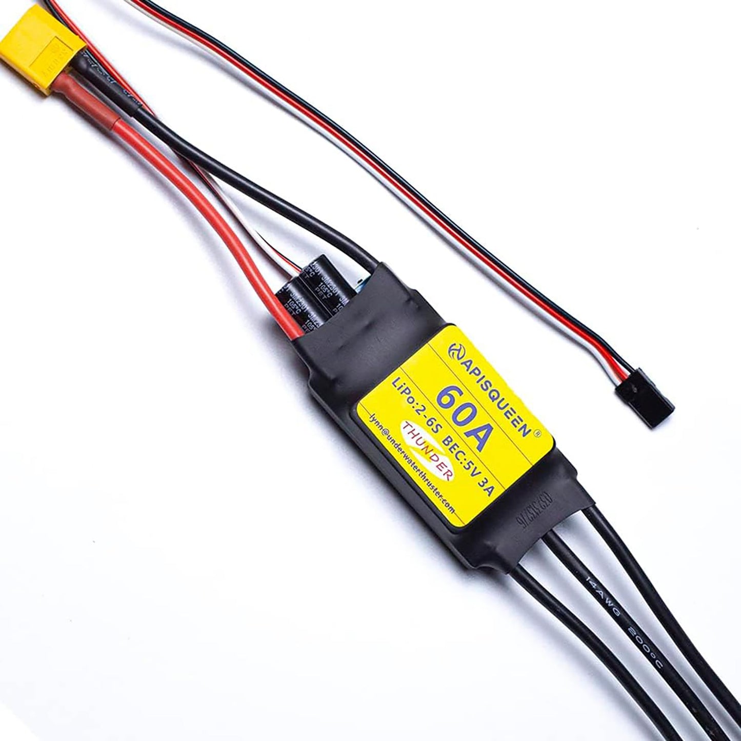 Esc APISQUEEN 60A Eléctrico XT60 Enchufe 4.0mm para Drones RC Sin Escobillas y Propulsor Subacuático