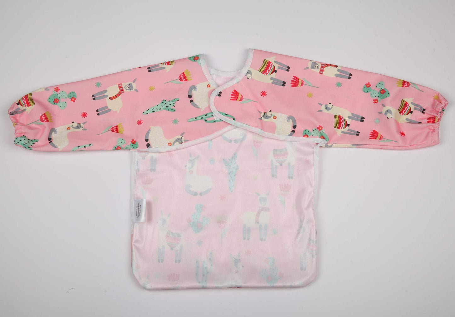 Sigzagor Babero de manga con bolsillo para bebé de 1 a 3 años pintando niñas (alpaca rosa)