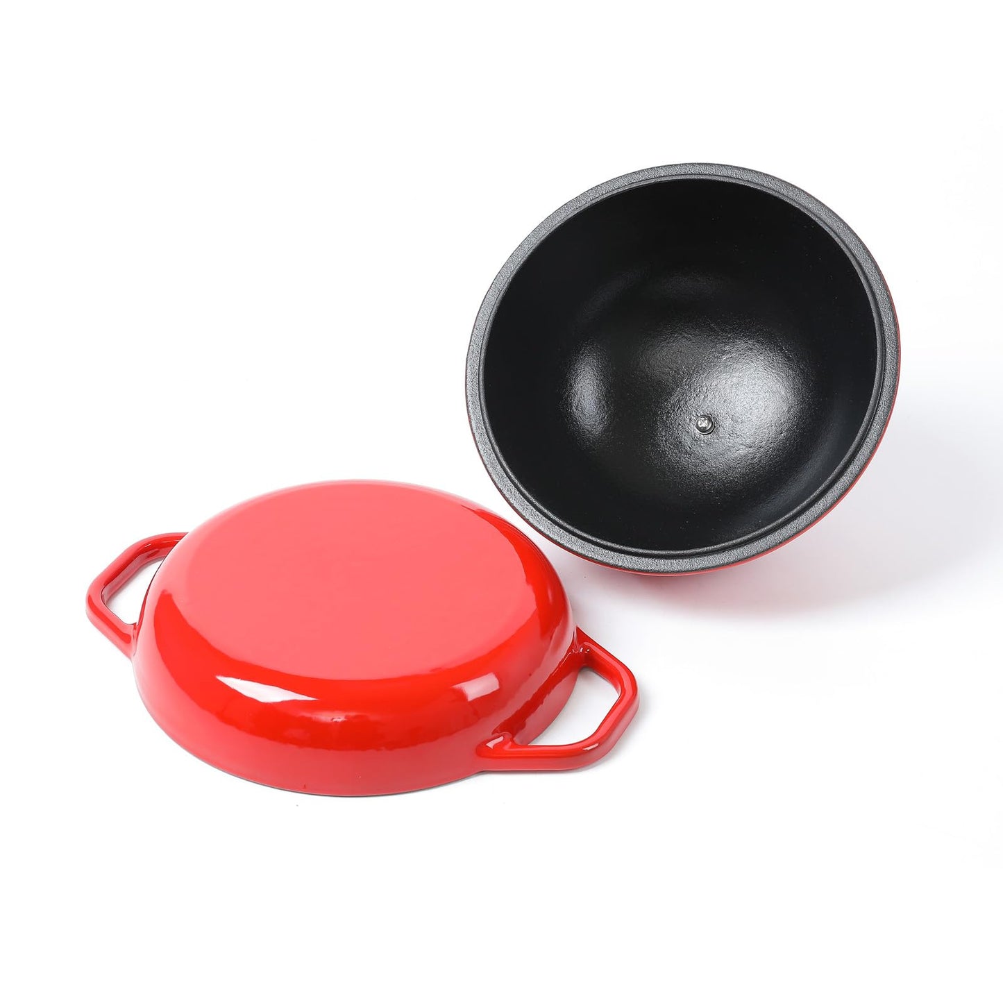 HAWOK - Cloche de pan de hierro fundido, diámetro 7.8 pulgadas, molde para hornear de masa madre presazonado negro