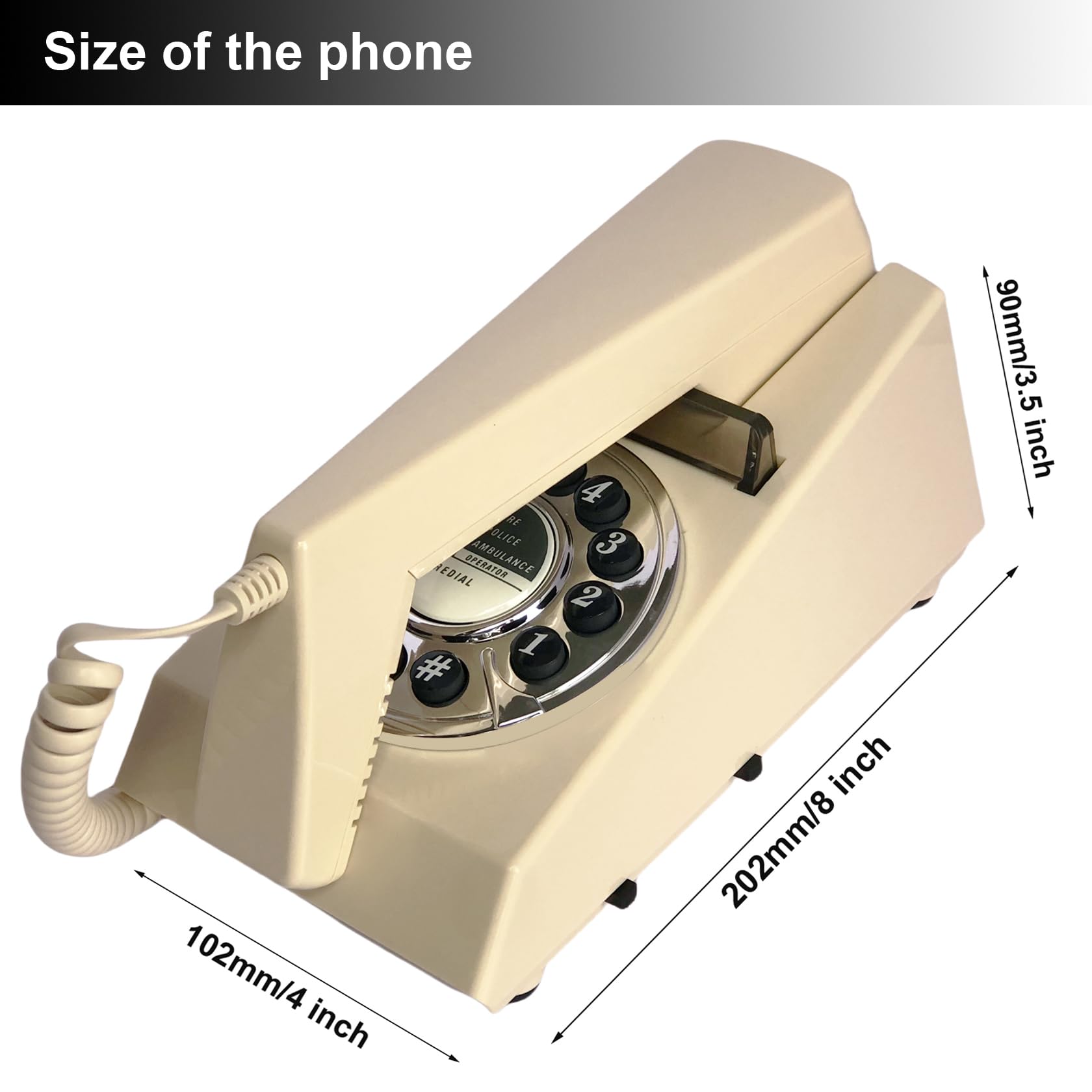 Artisam Teléfonos fijos para el hogar, teléfono de pared con cable retro de casa para personas mayores básico con cable Trimline, no requiere alimentación de CA, teléfono de montaje en pared (marfil)