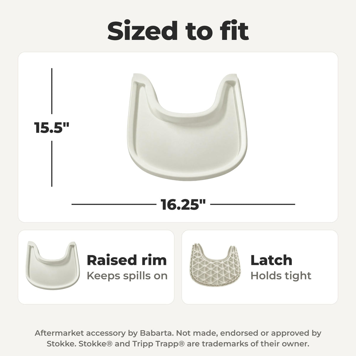 Mesa de silla alta compatible con silla Stokke Tripp Trapp, sin superficie de succión, diseño curvado ergonómico, lechoso mate, sin BPA, fácil de montar
