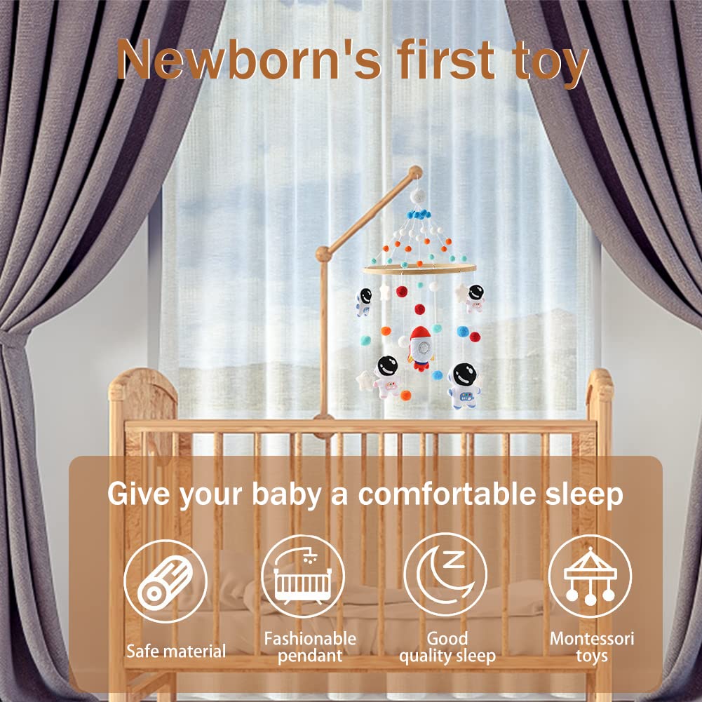 Eforcase Móvil para cuna Astronauta, Móvil de bebé para cuna, Decoración de guardería y techo, Baby shower, Cumpleaños, Navidad, Madera