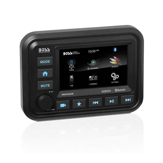 BOSS Audio Systems MGV550B - Receptor de calibre marino, resistente a la intemperie, visualización táctil de 5 pulgadas, amplificador incorporado, Bluetooth, reproductor de MP3 multimedia digital, sin