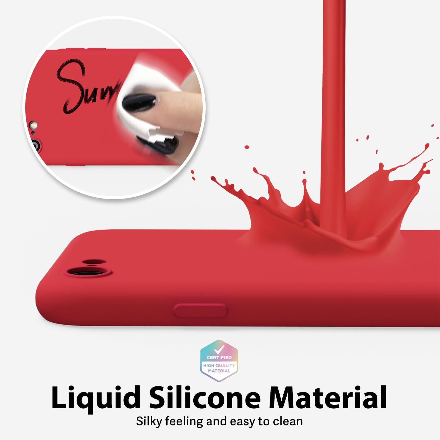 oakxco - Funda para iPhone SE de 3ª generación 2022/2020/2ª silicona, funda para iPhone 7/8, gel de goma suave, elegante, delgada, TPU mate, suave, para mujeres y niñas, lindas, rojo
