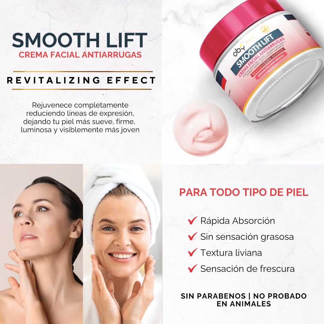 Oby Crema Hidratante Facial Antiedad Acido Hialuronico, Retinol, Niacinamida, Rosa Mosqueta | Oby Skin Care