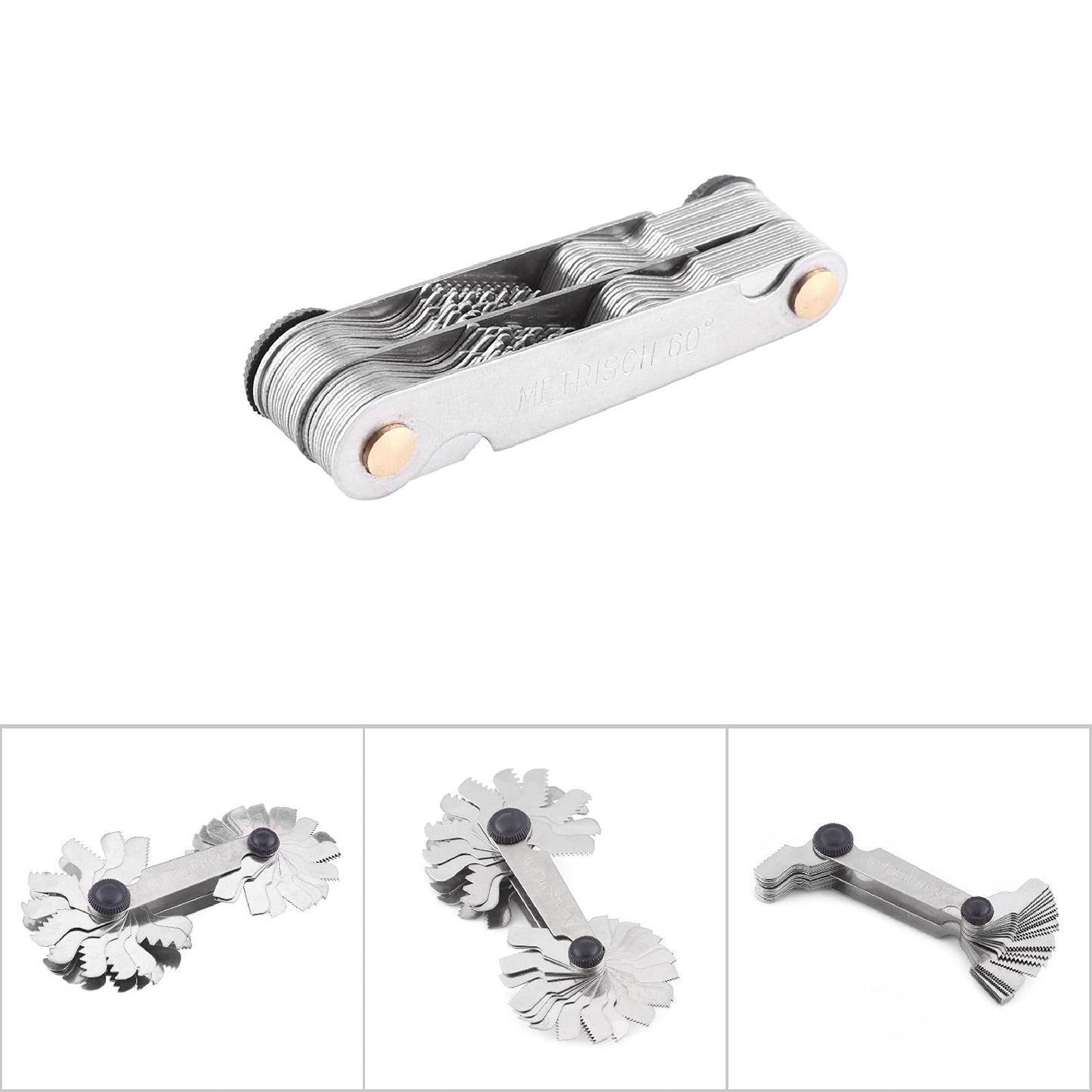 Galga de Roscas de Acero Inoxidable Métrica e Imperial 60 Grados para Medición Industrial 51 Uds.