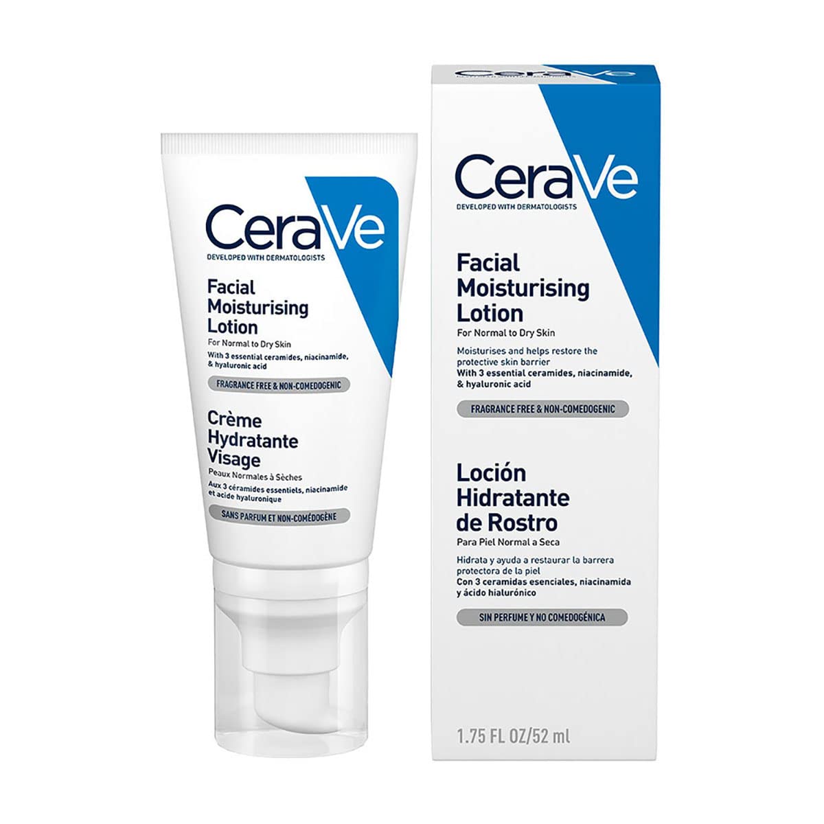 Cerave Gel Facial tratamiento Anti-imperfecciones Para Piel Grasa o Acne, 40ml + Loción Hidratante de Rostro |52ml| Hidratante facial de noche con textura ultraligera | Libre de fragancia