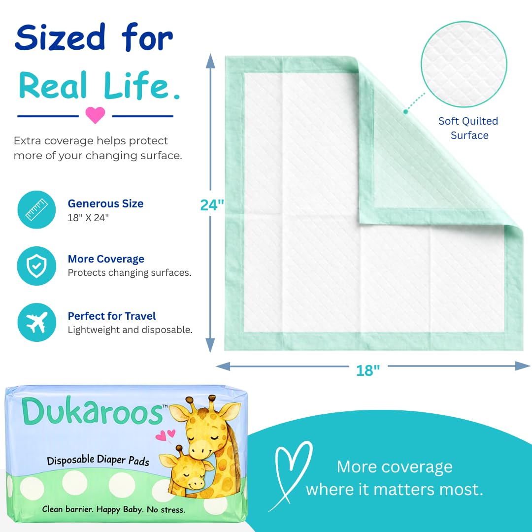 Dukaroos - Cambiadores desechables para bebé - Cambiadores desechables de viaje para bolsa de pañales y baños públicos