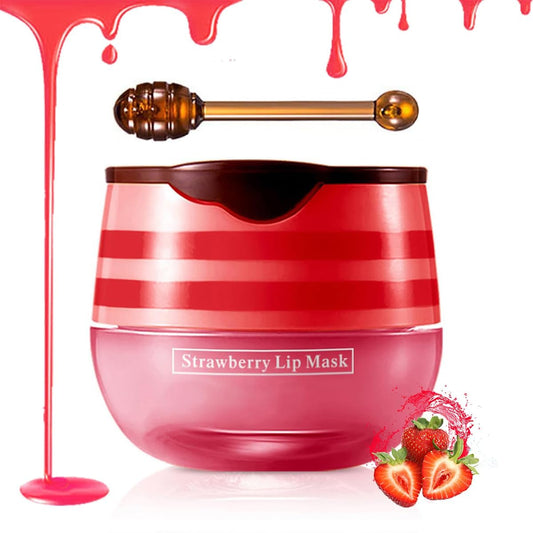 Bálsamo Labial de Miel de Abeja,Bálsamo Labial Hidratante con Propóleo,Bálsamo Labial Hidratante de Miel con Propóleo,Hidratación y Prevención de Labios Secos y Agrietados (Strawberry Pot)