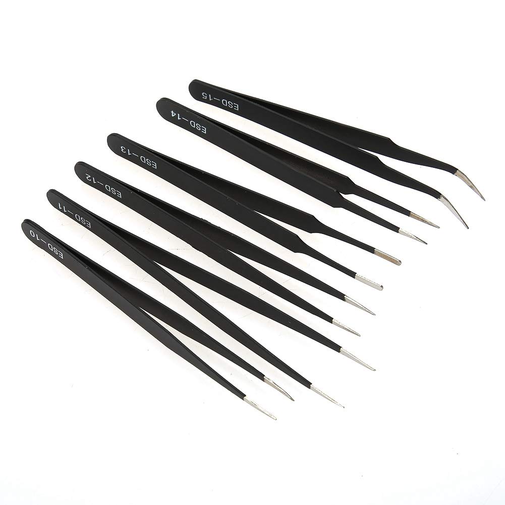 Pinzas de Precisión Acero Inoxidable 6 Piezas para Manualidades, Joyería y Electrónica