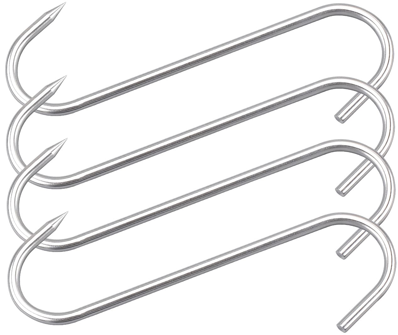 HONSHEN - Ganchos para carne de 10 pulgadas, ganchos en S resistentes de acero inoxidable para procesamiento de carne, 4 unidades