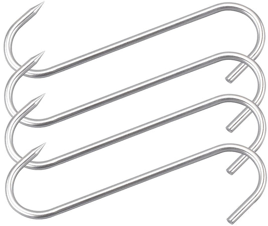 HONSHEN - Ganchos para carne de 10 pulgadas, ganchos en S resistentes de acero inoxidable para procesamiento de carne, 4 unidades