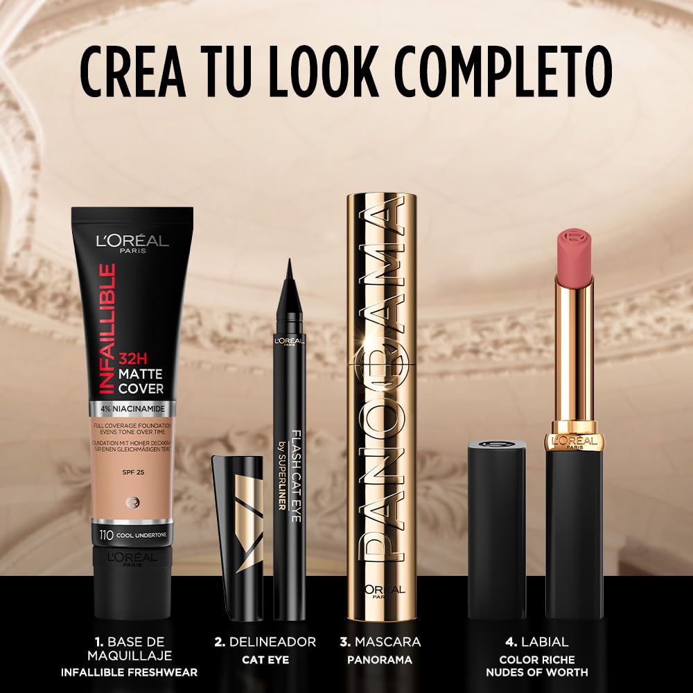 L’Oréal Paris, base de maquillaje de alta cobertura mate y larga duración, Infallible 32h Matte Cover, tono 200 Sable Doré, 30ml