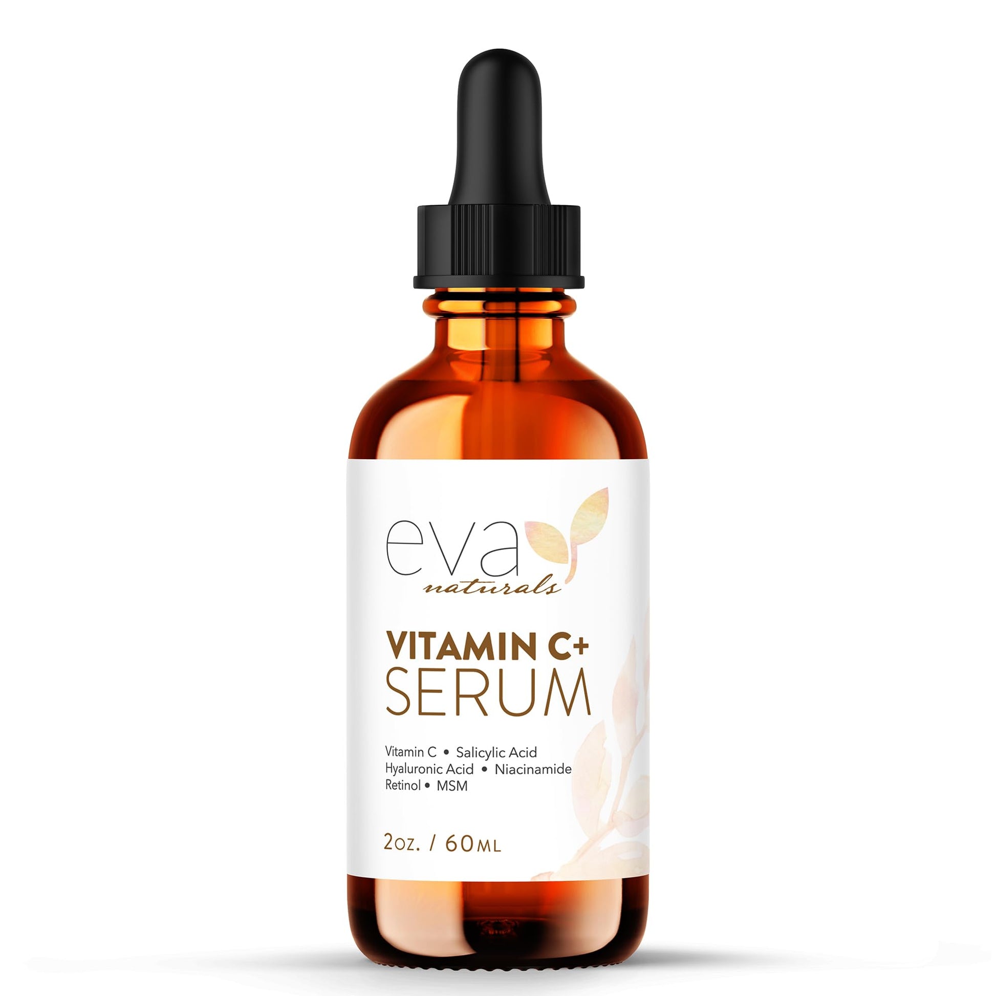 Eva Naturals suero de vitamina C más 2% de retinol, 3,5% de niacinamida, 5% de ácido hialurónico, 2% de ácido salicílico, 10% de MSM, 20% de vitamina C – suero de limpieza de la piel – reparación antienvejecimiento de la piel, suero facial (2 oz)