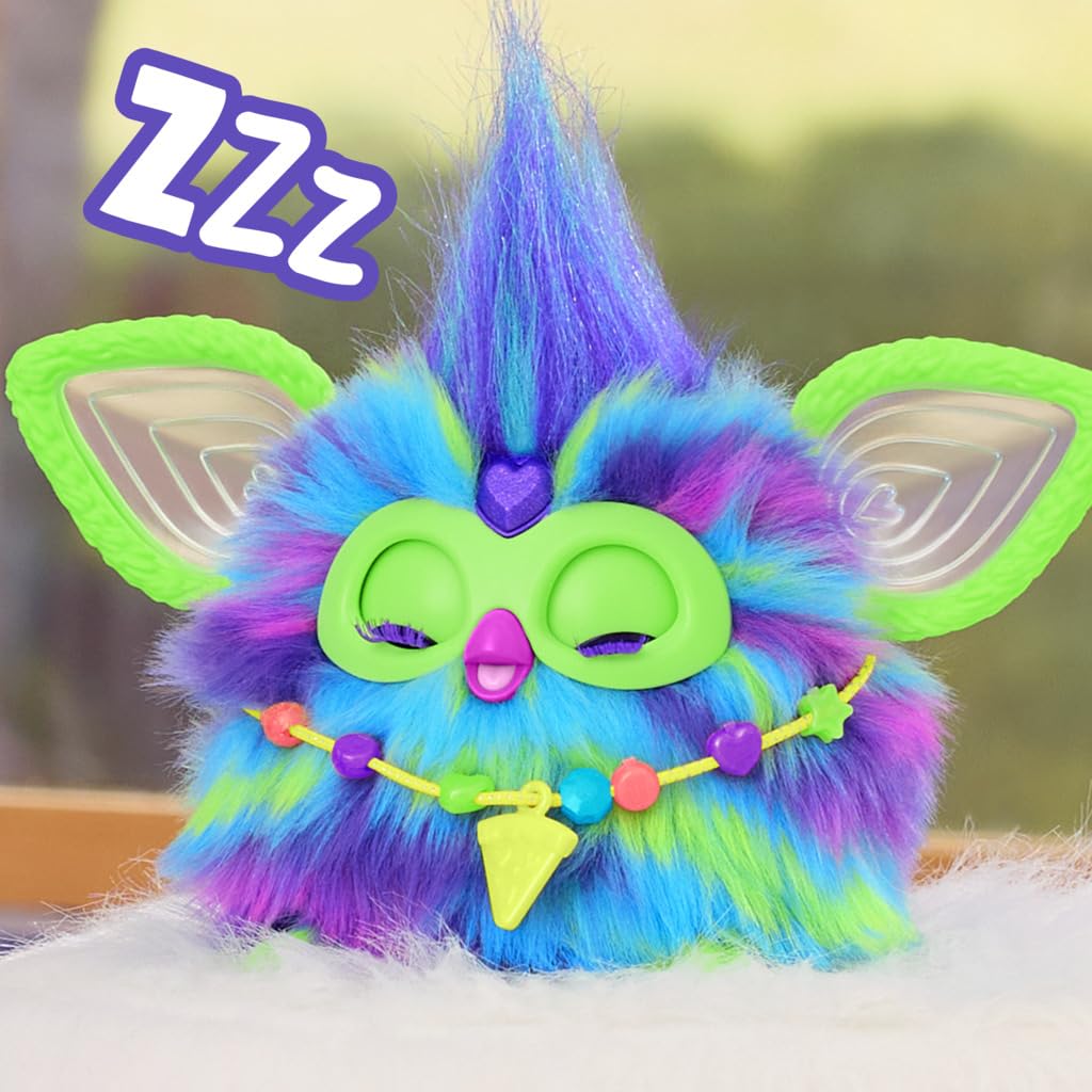 Furby Galaxy Edition Juguete de Peluche Interactivo, Incluye 15 Accesorios de Moda, Brilla en la Oscuridad, Habla, Canta y se Ilumina para niños y niñas, + 6 años