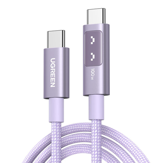 Cable USB C UGREEN Púrpura Carga Rápida PD 3.0 100W 2M Compatible con MacBook Pro Air, iPad, iPhone, Galaxy, Pixel