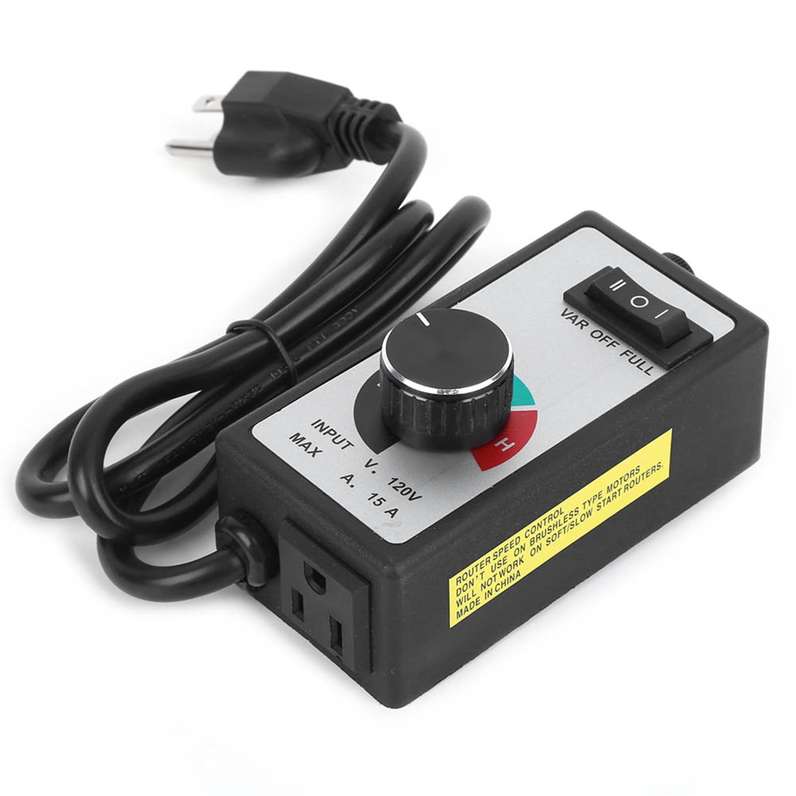 Controlador de Velocidad del Ventilador 1800W Ajustador de Velocidad Variable para Escape de Ventilador Hidropónico en Línea Voltaje de Salida AC120V Corriente Máxima 15A (1m)