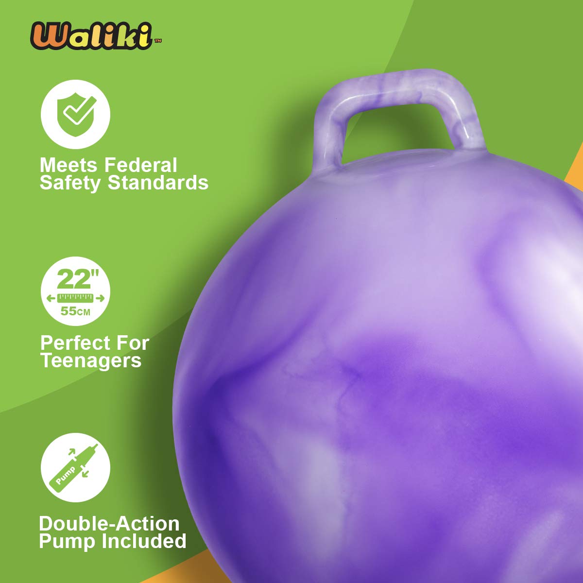 Pelota de Lúpulo WALIKI Morado 22 Pulgadas para Adolescentes