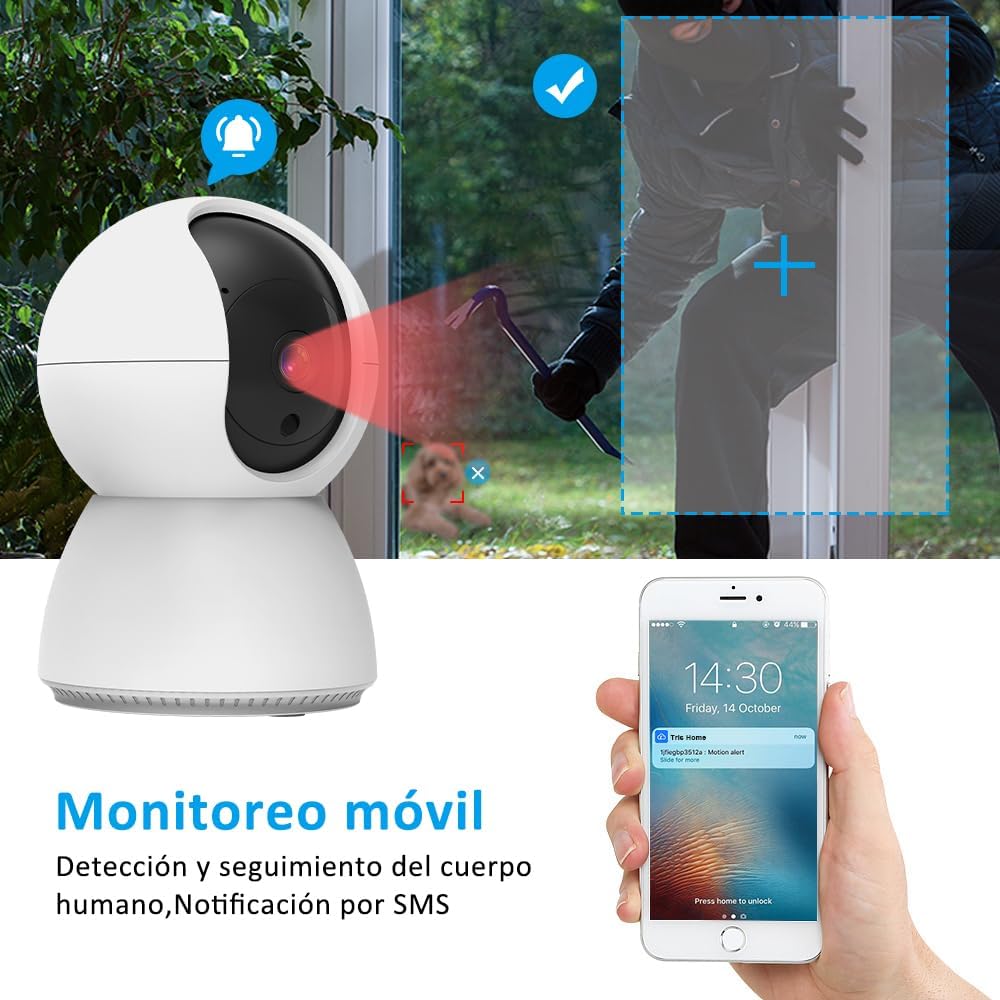 Cámara de Seguridad EASYTAO TV-628 2K 3MP WiFi con Audio Bidireccional y Visión Nocturna Compatible con Alexa