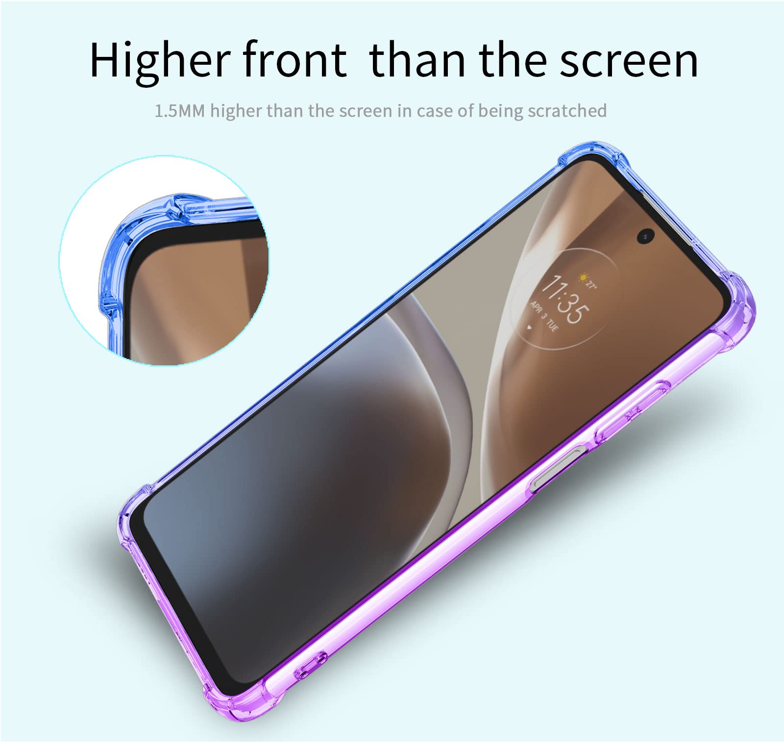 DABUNA Funda para Moto G32 Case Uso Rudo,Transparente Colores Degradados Protectora de Cámara Anticaída Carcasa Bumper(Púrpura Azul)