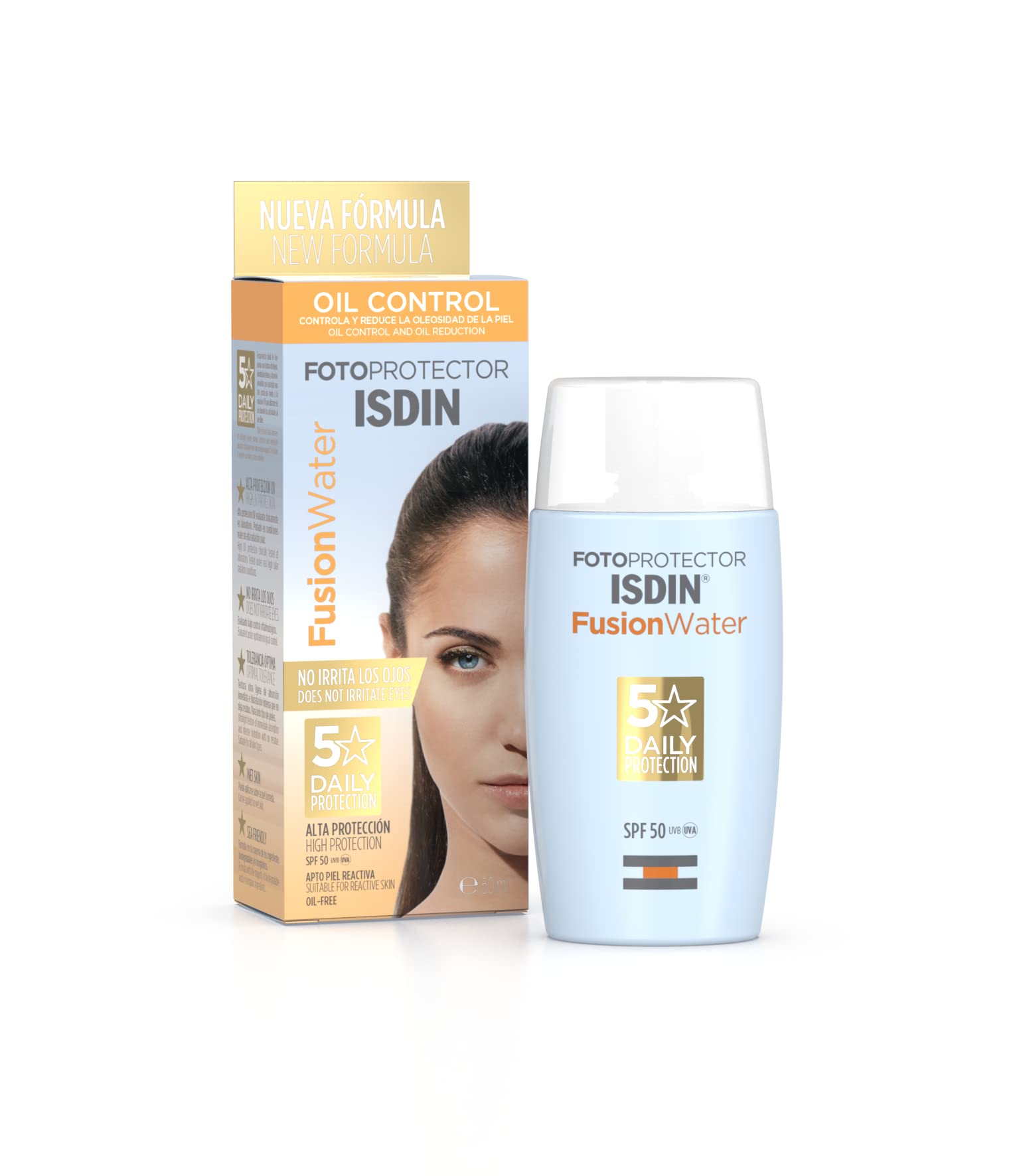 Isdinceutics Contorno de ojos K-Ox Eyes 15Ml + Fotoprotector Fusion Water SPF 50, Protector Solar Facial de fase acuosa para uso diario, Textura ultra ligera, 50 ml