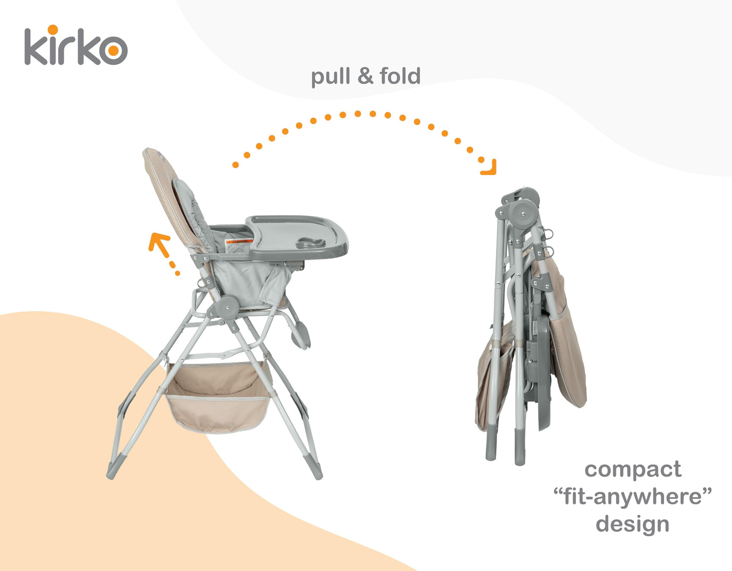 Kirko Silla Alta Bebé EasyGo High Chair, Ligera Y Compacta (Beige)