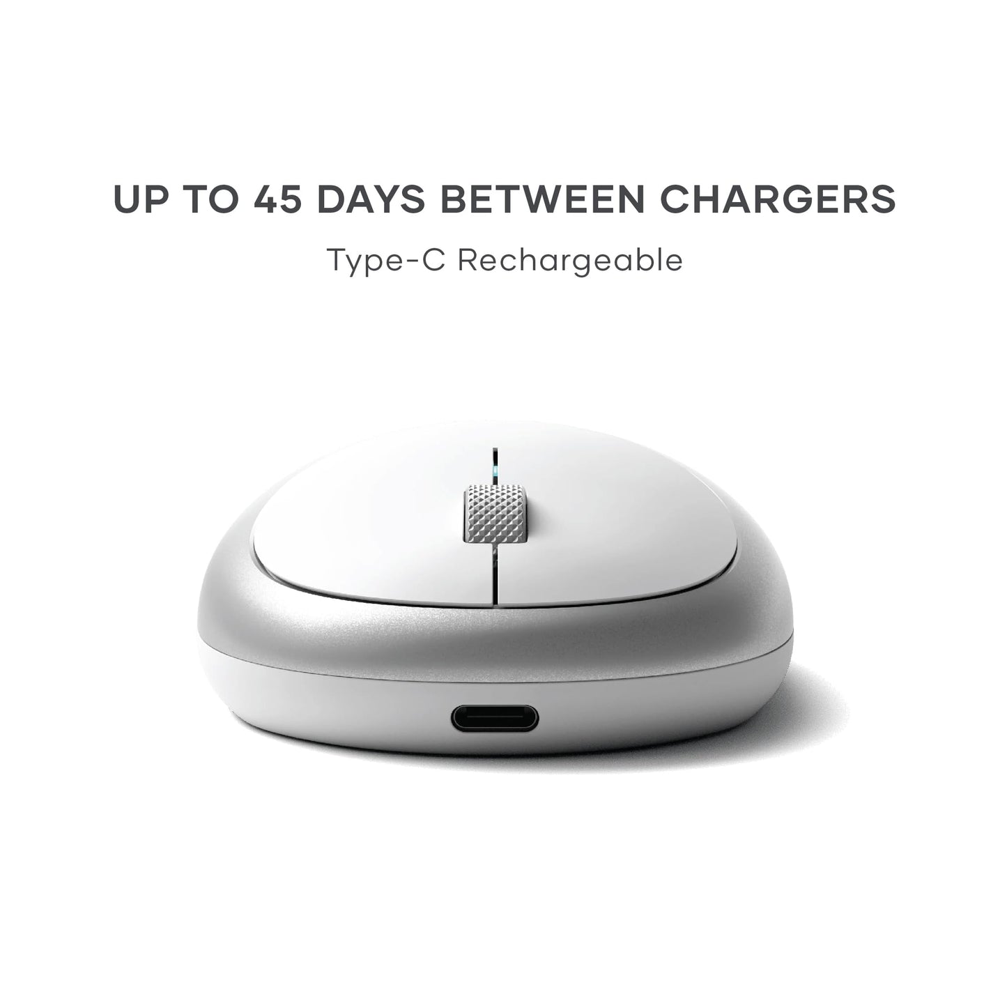 Ratón Bluetooth Inalámbrico SATECHI Plata Recargable por USB-C, Compacto y Portátil