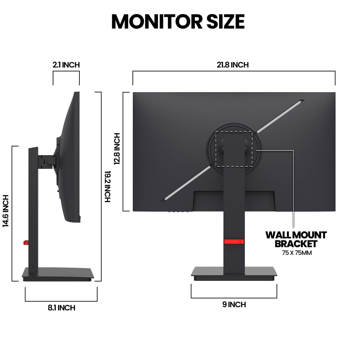 CRUA - Monitor para Juegos de 24.5 Pulgadas, 144 Hz/165 Hz, FHD 100% sRGB, Monitor Vertical Ajustable de Altura/pivote/Giratorio/inclinación, Compatible con FreeSync, DisplayPort, HDMI, Montaje en