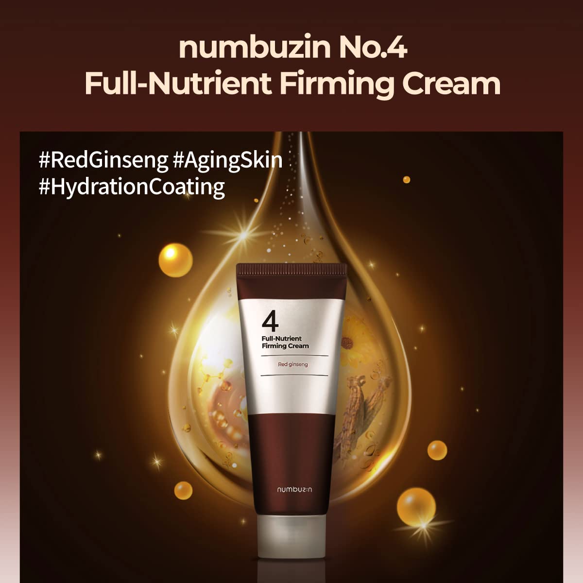 numbuzin-Crema reafirmante con nutrientes completos n.º 4 | Elasticidad de la piel, cuidado de las arrugas, antienvejecimiento, nutrición profunda, hidratación | Ginseng rojo, pantenol, niacinamida, á