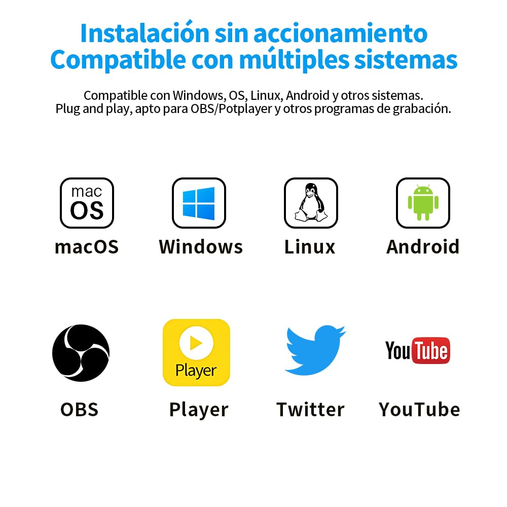 vantisan Capturadora de Video HDMI, 4K HDMI a USB3.0 Video Converter, 1080P@60Hz Video Tarjeta de Captura de Juego,con Entrada de Micrófono de 3.5mm, para Windows, Linux OS, Mac OS, OBS