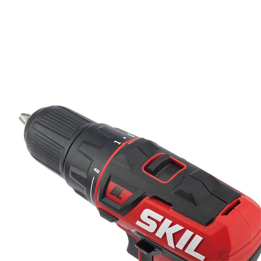 Skil - Kit de 2 herramientas: taladro inalámbrico PWRCore 12 sin escobillas de 12 V y 1/2 pulgada y destornillador de impacto hexagonal de 1/4 de pulgada, incluye dos baterías de litio de 2 Ah y un cargador estándar, CB738501