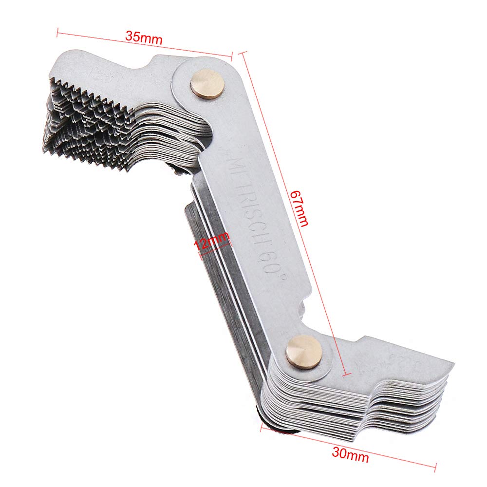 ChgImposs - Medidor de tornillo métrico e imperial y estadounidense SAE Whitworth de 55 grados y métrico de 60 grados y EE.UU. 60 grados para medición industrial