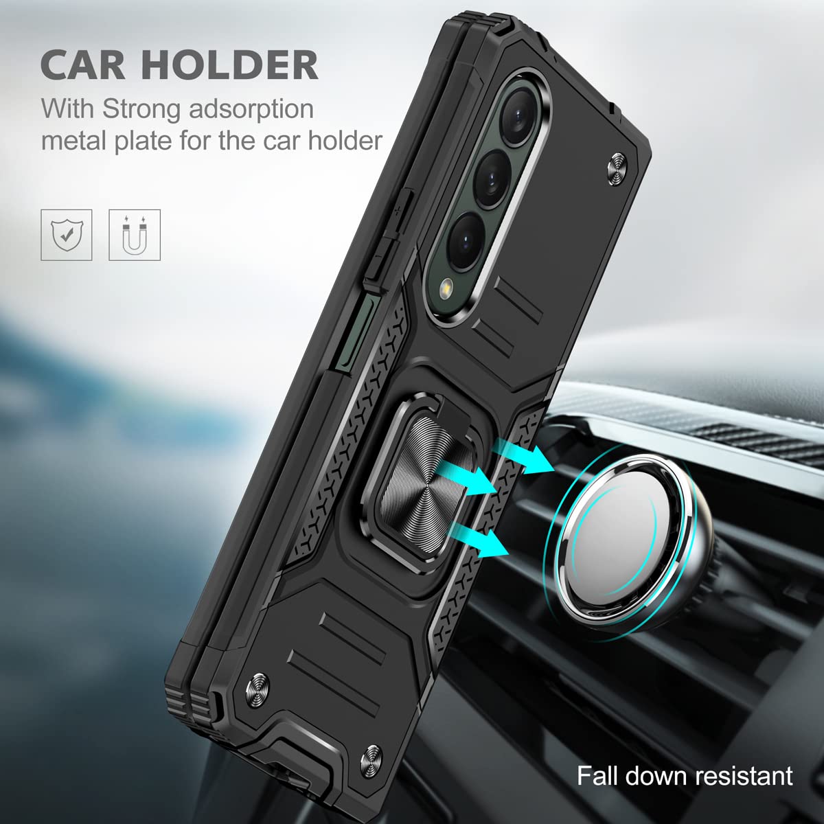 DABUNA Funda para Samsung Galaxy Z Fold 4 Case Uso Rudo (Negro)