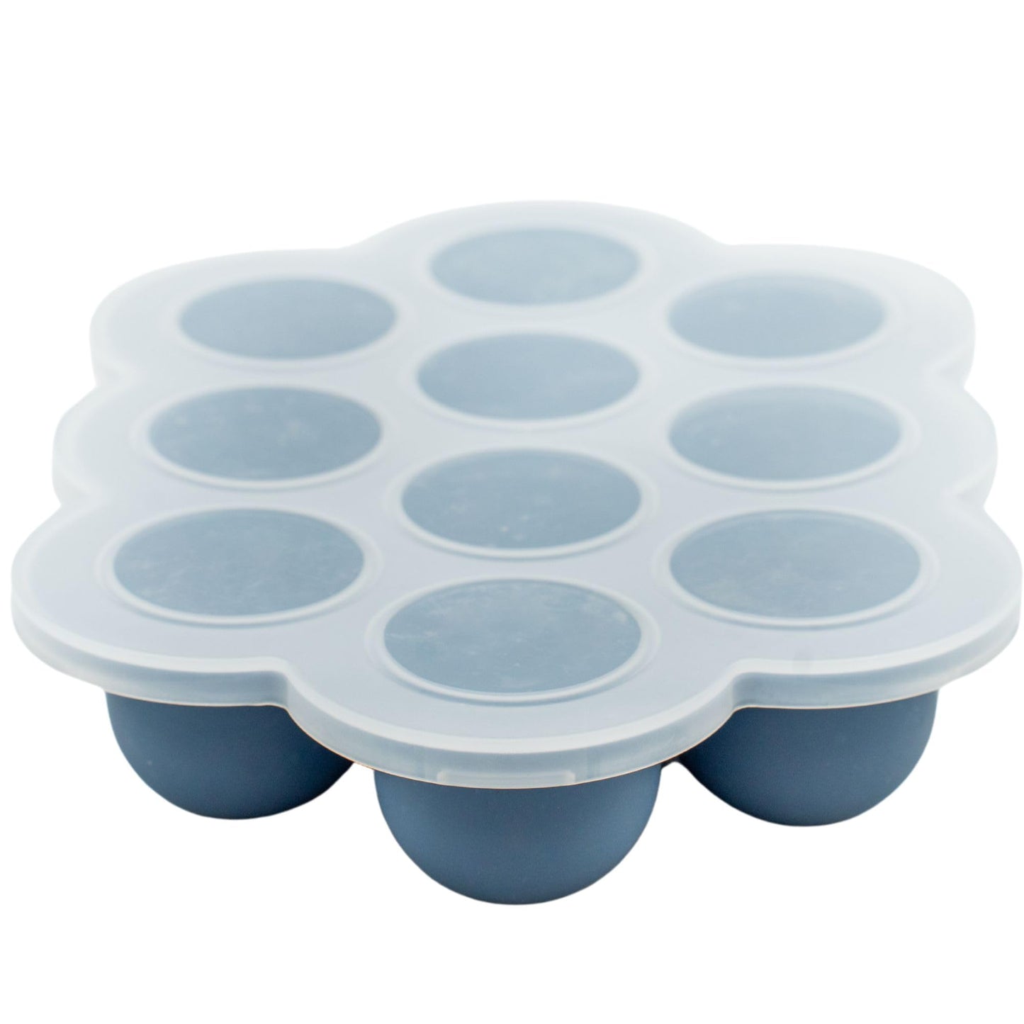 Bandeja para congelar comida de bebé de silicona WeeSprout con tapa a clip: contenedor de almacenamiento perfecto para comida casera para bebé, purés de verduras y frutas, y leche materna (azul marino