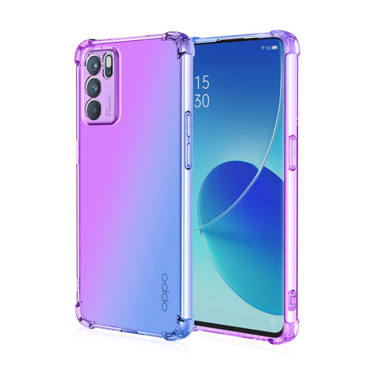 DABUNA Funda para OPPO Reno 6 5G Case Uso Rudo,Transparente Colores Degradados Protectora de Cámara Anticaída Carcasa Bumper(Púrpura Azul)