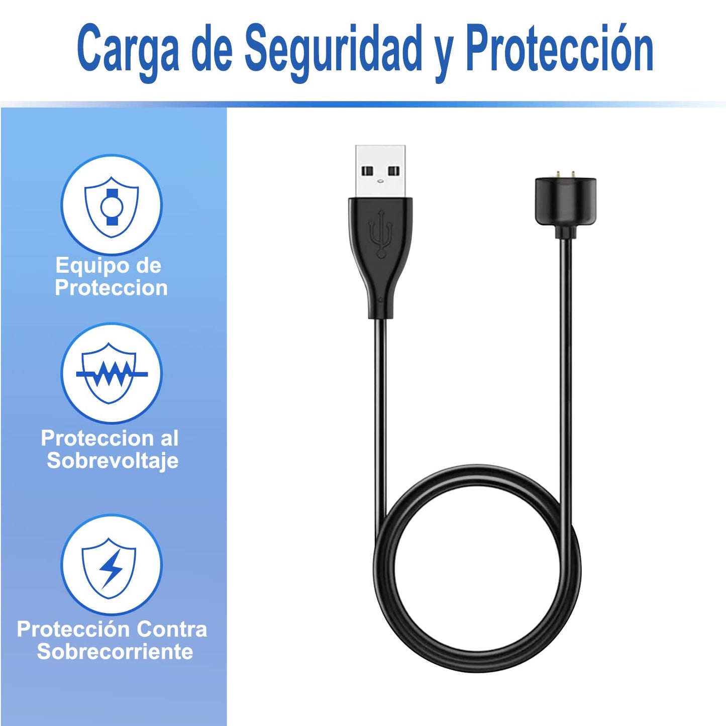 YOU ER MEI 2 Piezas Cable de Carga Compatible para Xiaomi Mi Band 7/Band 6/Band 5, Cargador USB Magnético de 40 cm, Adaptador de Carga Mi Smart Band, Mi Band 7/Band 6/Band 5 (Negro)